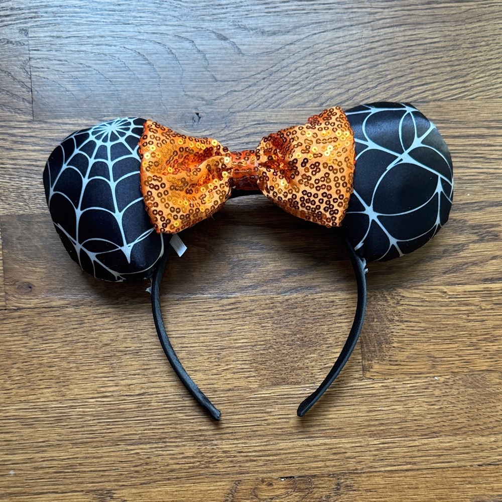 Spider Web Halloween Mickey Ears Headband with Bow